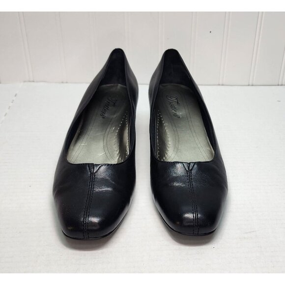 Trotters - Doris Black Leather Low Heel Pumps Size 9.5 N - Picture 3 of 16